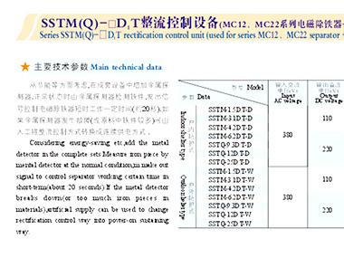Series SSTM(Q)-□D1T rectification control unit(Usid for MC12、MC22 separator+metal detector control)
